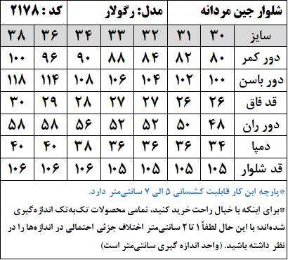 شلوار جین مردانه مدل رگولار (کد 2178)