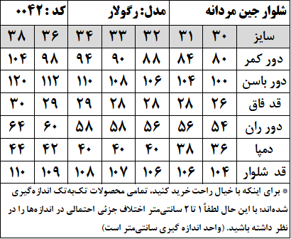 شلوار جین مردانه مدل رگولار (کد 0042)