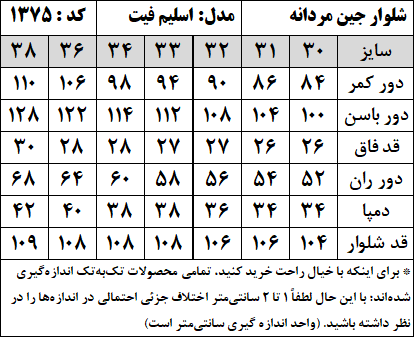 شلوار جین مردانه مدل اسلیم فیت (کد 1375)